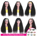 アフロキンキーカーリーヘッドバンドハーフヒューマンヘアウィッグブラジルのバージンキューティクル黒人女性のための髪のかつらを整列させる